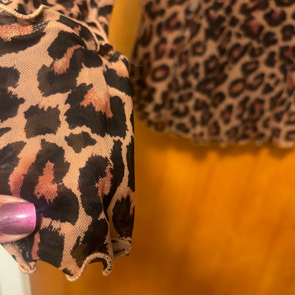 Free People Charlie Mesh Animal Print Sheer Top - Picture 8 of 16